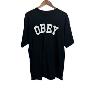 Obey Black Short Sleeve Tee with Logo